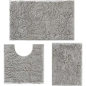 Bathroom Rugs Set 3 Pieces Extra Soft and Absorbent Shaggy Bath Rugs, Chenille Bathroom Mats, Non-Slip Plush Carpet Runner, Bathrooms Set with Toilet Rugs 19×18, Perfect Bath Mats for Bath Tub 30×19, Shower 23×15