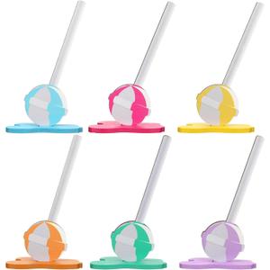Chunful 6 Pieces Wooden Lollipop Table Centerpiece Sign Candyland Party Decorations Summer Bar Tiered Tray Decor for Summer Sweet Shop Party Baby Bridal Shower Wedding Birthday Supplies