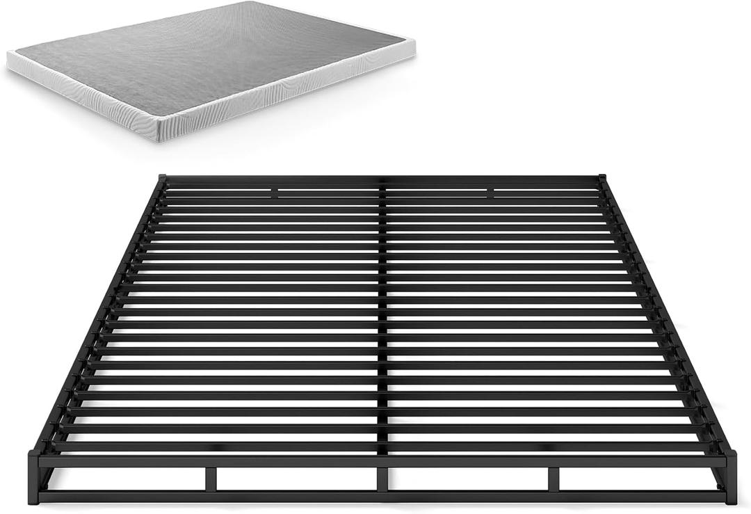 Zinus 4 Inch Low Profile Quick Lock Smart Box Spring/Mattress Foundation/Strong Steel Structure/Easy Assembly, Queen, White