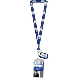 The Office Dunder Mifflin Costume Lanyard Dwight or Michael Clear ID Badge Holder