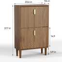 Shoe Storage Cabinet with 2 Flip Drawers, 23.6"(W) Freestanding Shoe Organizer with Metal Handles for Entryway, Narrow Shoe Rack Cabinet