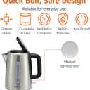 Amazon Basics Electric Stainless Steel Kettle for Tea and Coffee, BPA-Free, Fast Boiling, Auto Shut-Off, Boil-Dry Protection, 1.7 Liter, 1500W, Black and Silver