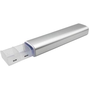 EZY DOSE Slide Pill Organizer, Stylish Medication Storage Case with Durable BPA-Free Plastic with Aluminum Exterior, Large 7-Day Weekly Compartments, Tablets, Vitamins, Compact, 9-Inch, Gray