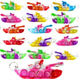 7 x 30 pcs Tank Pop Keychain Silicone Stress Relief Kids Party Favor