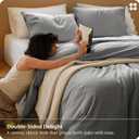 Bedsure Striped Duvet Cover King, 100% Washed Cotton Duvet Cover LinenLike, PureWoven with Reversible YarnDyed Design & DoubleStitch Craft, 3-Piece with Zipper, Stripes Dark Grey, 104"x90"