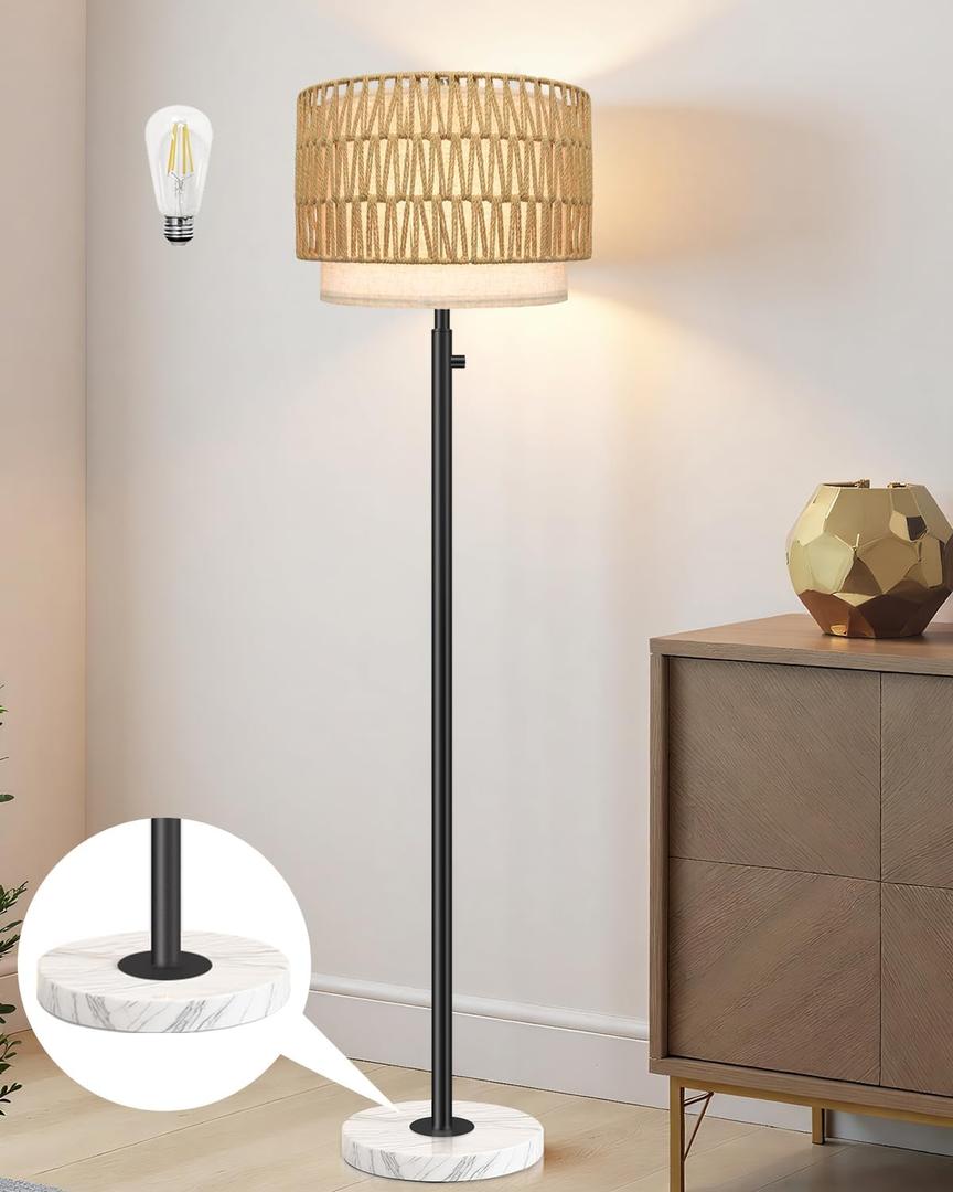 Floor Lamps for Living RoomLED Bulb Included,Dimmable Floor Lamp with Linen Shade,Modern Standing Lamp with Marble Base,Tall Floor Lamp for Bedroom,Nursery,Reading & Office,Beige
