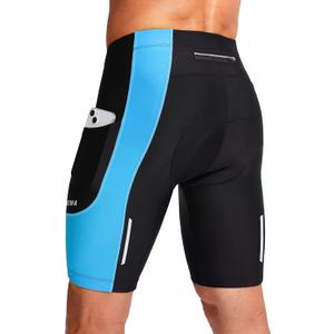 Bikewa Men's Bike Shorts 3D Padded Cycling Road Biking Mountain Riding Biker Bicycle UPF 50+ Cycle Shorts Zipper Pockets (Large, Black/Sky Blue)