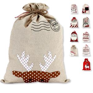 LessMo Christmas Santa Sack, Large Canvas Gift Bag with Drawstring, [Place to Write Wishes] Reusable Personalized Best Gift, for Xmas Package Storage, Christmas Party Supplies Favors