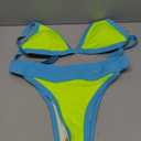 swimall Women's Triangle Bikini Set Sexy Brazilian Sporty Two Piece Swimsuit Cute Bathing Suit (Medium, Neon Yellow)