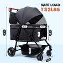 Dog Stroller for Large & Medium Dogs (20-132 lbs), Pet Stroller for 2 Small Dogs, Cat Strollers for 2 Cats, Extra Large Heavy Duty, Foldable & Fully Ventilated Design, Black