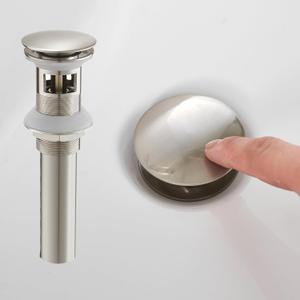 Bathroom Sink Drain Vanity Pop Up Drain Stopper for Sink Fits Standard Bathroom Sink Hole 1-1/2" to 1-3/4" Brushed Nickel with Overflow