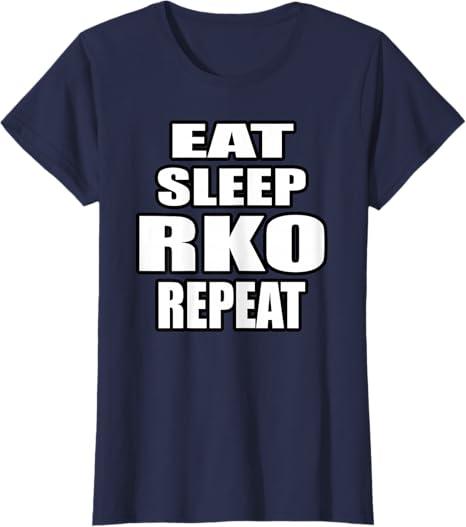 Eat Sleep RKO Repeat T-Shirt Size M  Navy Blue
