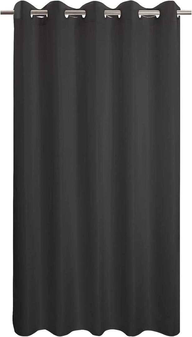 River Dream Extra Long No Hook Black Shower Curtain or Liner Soft Microfiber - 84" Length Fabric Shower Curtain Liner Set, Machine Washable & Water Repellent, Black, 71x86