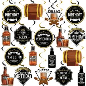 Whiskey Birthday Party Decorations for Men Hanging Swirls Whiskey Hanging Swirls for 30th 40th 50th 60th 70th 80th Birthday Decorations