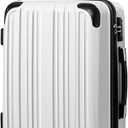 Coolife Luggage Expandable(only 28") Suitcase PC+ABS Spinner 20in 24in 28in Carry on (white grid new, L(28in))
