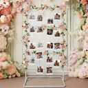 Colingmill 69 Inches Photo Display Frame Board with Clips Metal Rectangle Photo Display Stand Hanging Pictures Organizer Holder Picture Frame Board for Wedding Party Graduation Greeting Card