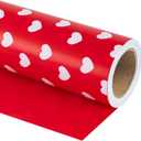 WRAPAHOLIC Reversible Valentine's Day Wrapping Paper - Mini Roll - 17 Inch X 33 Feet - Red Love Heart Design for Valentine's Day, Wedding, Anniversary, Birthday, Baby Shower