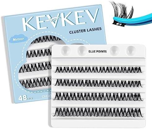 Pack of 2 KevKev Lash Clusters 48 Pcs Cluster Lashes Eyelash Clusters DIY Cluster Eyelash Extensions Individual Lashes Soft and Comfortable (Meteor,D-10-16mix)