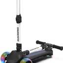 ELECOSMOS Safe Electric Scooter for Kids 4+, Balance for Beginner, Thumb Throttle, Flash Deck, Extra Wide Light Up Big Wheels, Adjustable Heights, 5 MPH Safe Speed (Black)