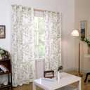 BGment Linen Curtains for Bedroom 63 Inch Length 2 Panels Set Floral Leaf Patterns, Light Filtering Window Privacy Curtains for Living Room Boho Farmhouse Vintage, Each 42 Inch Wide, Sage Green