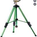 VEVOR Impact Sprinkler on Tripod Base, Heavy Duty Tripod Sprinklers with Brass Head & 3/4" Connector, 360 Degree Large Area Coverage Irrigation Sprinkler, Adjustable Heights, for Yard Green