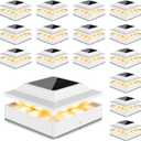 Solar Post Cap Lights 16-Pack, IP65 Waterproof Fence Post Solar Lights for 4x4 Wood/Vinyl Posts, Outdoor Post Lights with 2 Color Modes Decorate Garden Patio Porch Backyard, White