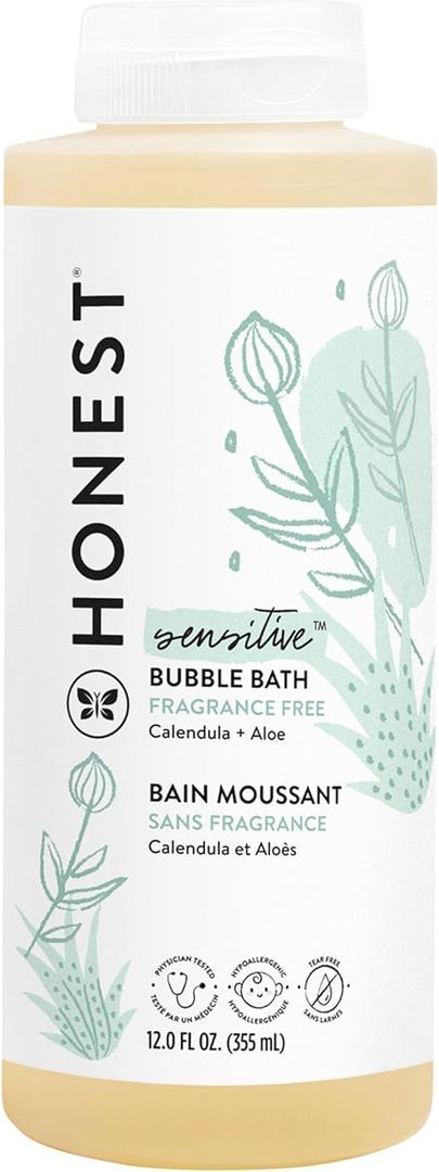 The Honest Company Foaming Bubble Bath | Gentle for Baby | Naturally Derived, Tear-free, Hypoallergenic | Fragrance Free Sensitive, 12 fl oz
