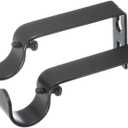 Ivilon Fixed Brackets for Curtain Rods - for 7/8 or 1 Inch Rods. Set of 2 - Black