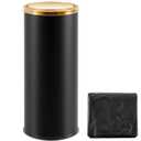 Reallnaive 30L/8GAL Matte Black Lidded Trash Can with 100 Garbage Bags Metallic Black Kitchen Garbage Bin with Lid Commercial Compact Waste Basket for Shopping Centers, Elevator Doors, Hotels