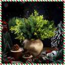 Suncalla 24 Pcs Christmas Artificial Cedar Plant Flower Outdoor 15" Winter Faux Evergreen Plants Christmas Window Box Filler Fake Greenery Pine Branches Stems for Home Garden Path Decorations