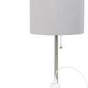 Simple Designs LT1144-GRY Sleek and Slender Brushed Steel Table Lamp with Charging Outlet, for Bedroom, Living Room, Entryway, Office, Dining Room, Study, Gray Shade