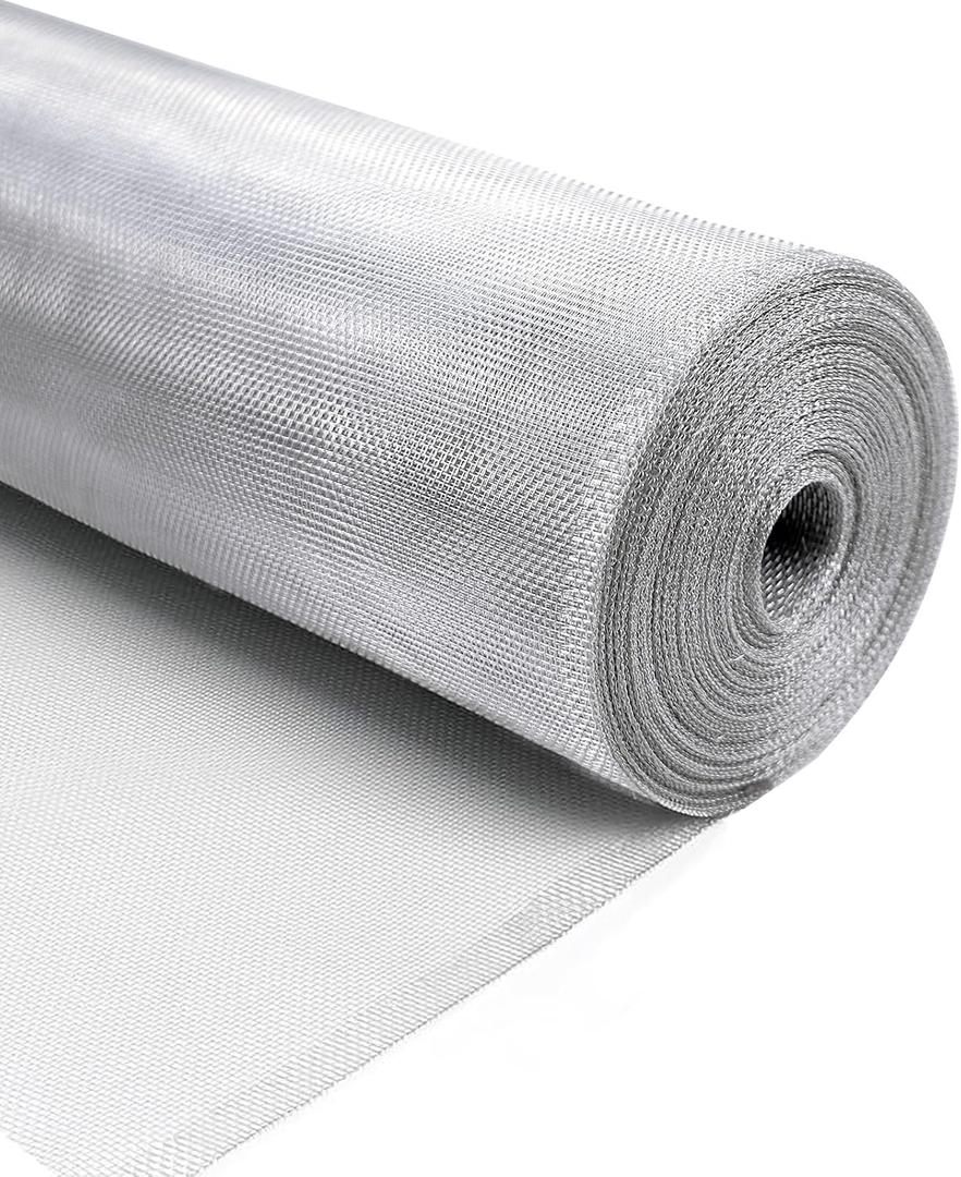 FOREHOGAR Aluminium Window Screen Mesh, 3'x100' Replacement Mosquito Net Roll for Sliding Door Repair, Insect Screening Proof for Patio, Porch, Balcony, Durable Resistant House DIY, Silver