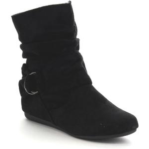 Beston Forever Selena-58 Women's Fashion Mid Calf Flat Heel Side Zipper Slouch Boots, Black, 9