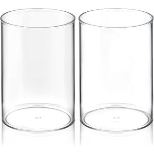 2 Pcs Pen Holder Acrylic Cylinder Container Stylish Clear Acrylic Desk Organizer Round Makeup Brush Storage Desktop Pencil Cup Clear Stationery Organizer for Home School Office Supplies Countertop