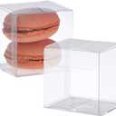 Juvale Wedding Favor Boxes - 100-Pack 2" x 2" x 2", Clear Plastic - Transparent Gift Boxes for Macarons - Cookies & Treats
