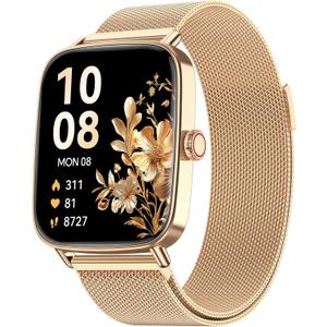 Smart Watch for Men Women, 1.85" HD Smartwatch Compatible iPhone/Samsung/Android (Answer/Make Calls), 100+ Sport Modes Fitness Tracker with Heart Rate/Sleep/Step Monitor, IP68 Waterproof, Metal Band