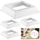 4 Pcs 4" Vinyl Post Skirts, Split Style Vinyl Fence Post Skirts, White Post Sleeves, Skirt Shoe for Hand and Stair Rails, Two-Piece England Base Trims for Porch