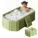 Toddler Bath Tub for Shower, Portable Baby Bathtub, Foldable Kids Bathtub Portable, Travel & Shower Ready, Easy to Clean, Sturdy & Thick, Fits Ages 1-3, Green