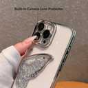 Compatible for iPhone 16 Pro Max Case with Camera Lens Protector, Luxury Electroplated Cute Glitter Butterfly Quicksand Women Girls Phone Cover for iPhone 16 ProMax (Silver Butterfly)