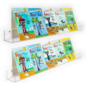 NIUBEE 36-Inch Acrylic Floating Bookshelves for Kids, 2-Pack, Extra-Large Wall Shelves for Expanding Book Collections and Family Spaces (36inches)