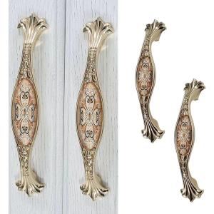 3-3/4" Zinc Alloy Cabinet Pulls Furniture Knobs Floral Pattern Cupboard Handle Drawer Pulls Solid Metal Kitchen Hardware Handles for Cabinet Drawer Wardrobe (2pcs/Set)