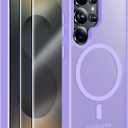 MOZOTER for Samsung Galaxy S25 Ultra Case with Magnetic,[Compatible with MagSafe][12Ft Military Dropproof][2*Screen Protector] Translucent Anti-Slip Back Slim Shockproof Case for S25 Ultra-Purple