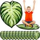 Tinideya 12 Pcs Kids Carpet Circle Seats for Class 16 Inch Round Classroom Rug Floor Cushions Soft First Day of School Educational Mat Non Slip Back to School Learning Playing Areas(Leaf), 13.5 x 16 inches