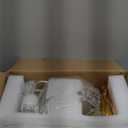 AMZASA Farmhouse Chandelier, 5-Lights Visual Comfort Gold Light, Muted Gold with White Fabric Shade, Linear Island Lighting Fixture for Kitchen, Dining Room