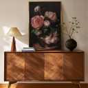 InSimSea Golden Framed Vintage Canvas Wall Art Peonies Still Life with Flowers Floral Painting 24x36in, Moody Rustic Bouquet of Roses in Vase Wall Decor, Pink Peony Print Farmhouse Home Decor