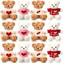 Hungdao 4 Pcs Valentine Bear Stuffed Animal Plush Toys Bulk 9.84 Inch Small Cute Bear with Heart Adult Gifts for Girlfriend Birthday Party Wedding Mother's Day