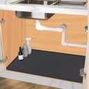 Under Sink Mat 22 x 19, Silicone Under Sink Protector Mat for Kitchen Waterproof, Easy to Clean Bathroom Cabinet Mat Organizers and Storage, Black