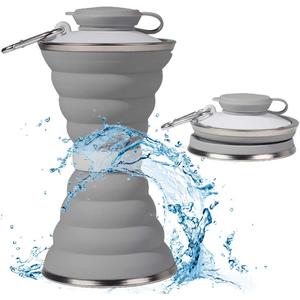 Collapsible Water Bottle, Camping Cup With Carabiner, Reuseable Silicone Foldable Leak Proof Portable Sports Travel Water Bottles For Outdoor, Travel Gym Hiking, BPA Free, Cycling Cups with Carabiner (Gray) Collapsible Water Bottle, Camping Cup With Carabiner, Reuseable Silicone Foldable Leak Proof Portable Sports Travel Water Bottles For Outdoor, Travel Gym Hiking, BPA Free, Cycling Cups with Carabiner (Gray)
