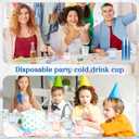 Ziliny 100 Pcs Disposable Stemless Glasses 12oz Crystal Plastic Wine Glasses Clear Classic Pet Cup for Meeting Weddings Birthdays Cocktail Christmas Party Supplies (Light Blue)