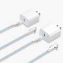 USB C Charger, 20W PD Type C Fast Wall Charger Block with 2 in 1 Multi Charging Cable(3.3/6.6ft), for iPhone 15 Plus/14/13/12/11 Pro Max, iPad, Samsung Galaxy S22 Ultra/S21/S20 - White